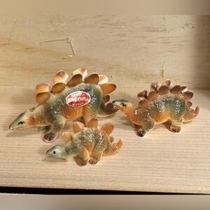 Stegosaurus Dinosaur Bone China Figurine Trio